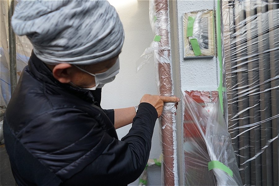 養生した屋根まわり